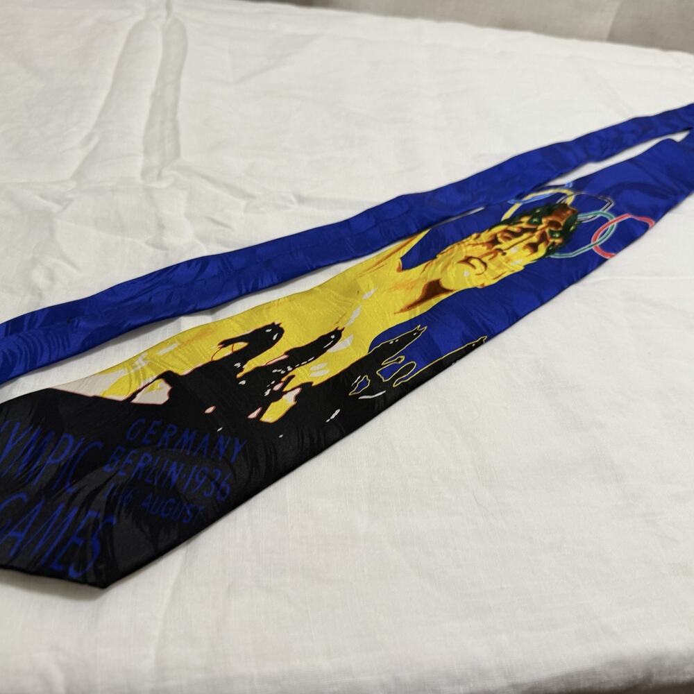 Vintage Olympic Games Silk Tie – 1936 Berlin Poster Art – Made in USA